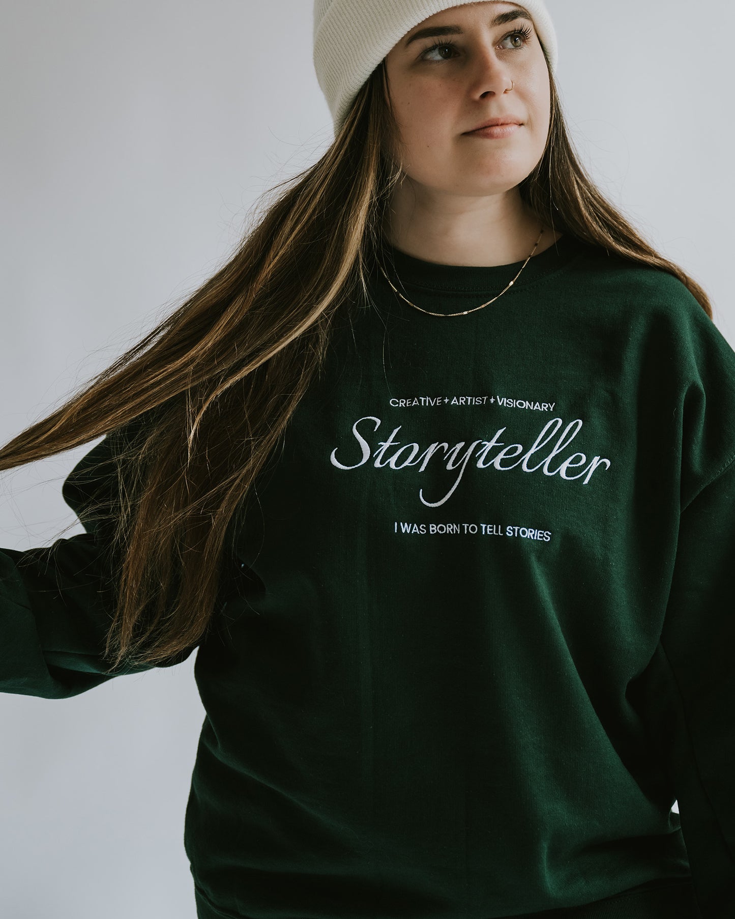 Born to Tell Stories Embroidered Crewneck (Unisex)