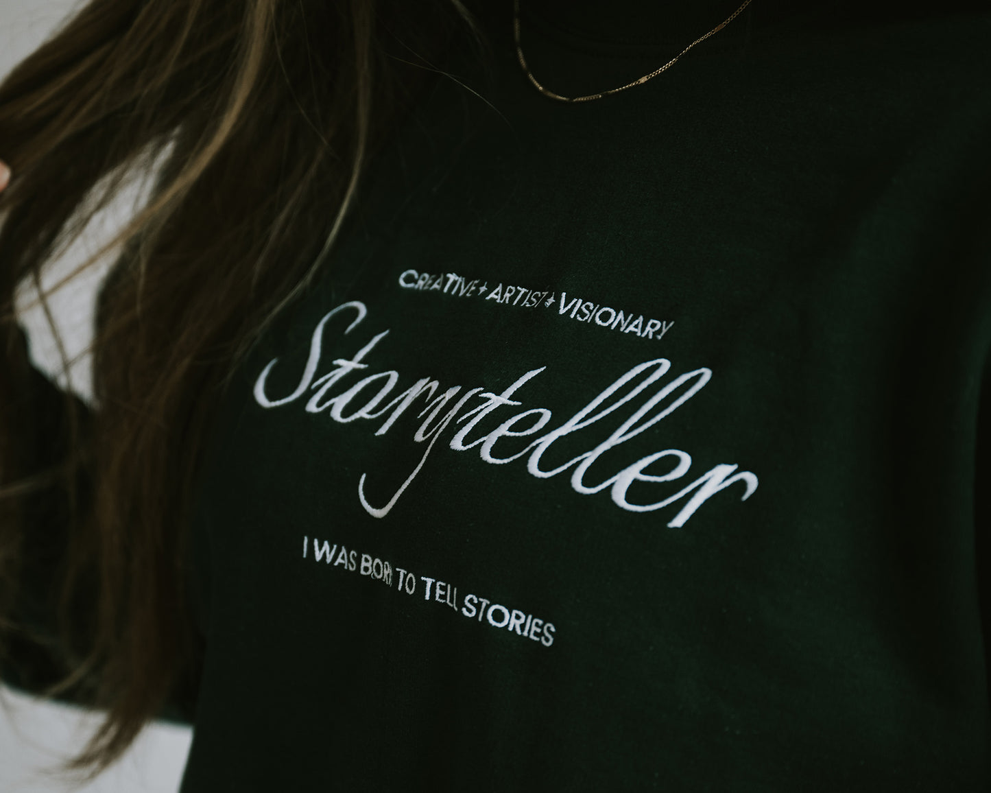 Born to Tell Stories Embroidered Crewneck (Unisex)